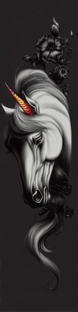 Free dragon bookmark featuring a unicorn head profile on gray